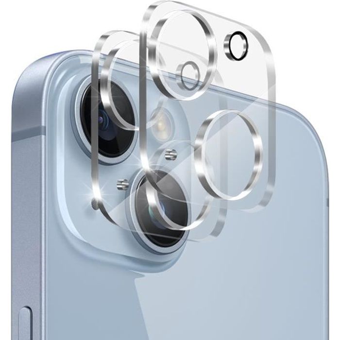 Protection Caméra pour iPhone 15 - iPhone 15 Plus [Lot de 2] Verre Trempé  Appareil Photo Arrière Film Protection Phonillico®