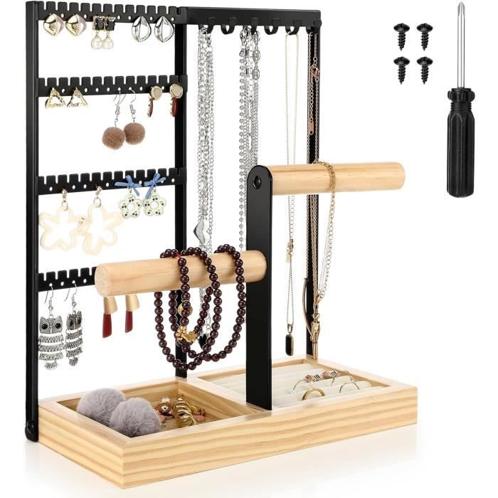 Porte-bijoux Mural Transparent – 6 Supports Avec Crochets Et Trous Pour Colliers & Boucles D'oreilles | Gain De Place - 10