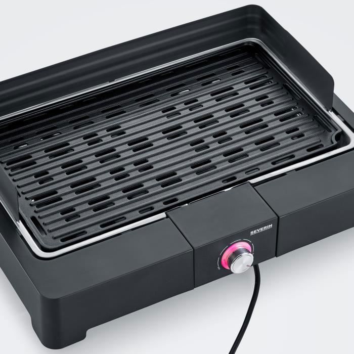 SEVERIN - PG8567 - Barbecue de table électrique, 2 200 W, grille en fonte d'aluminium, bac à eau réducteur de fumée et d'odeurs,