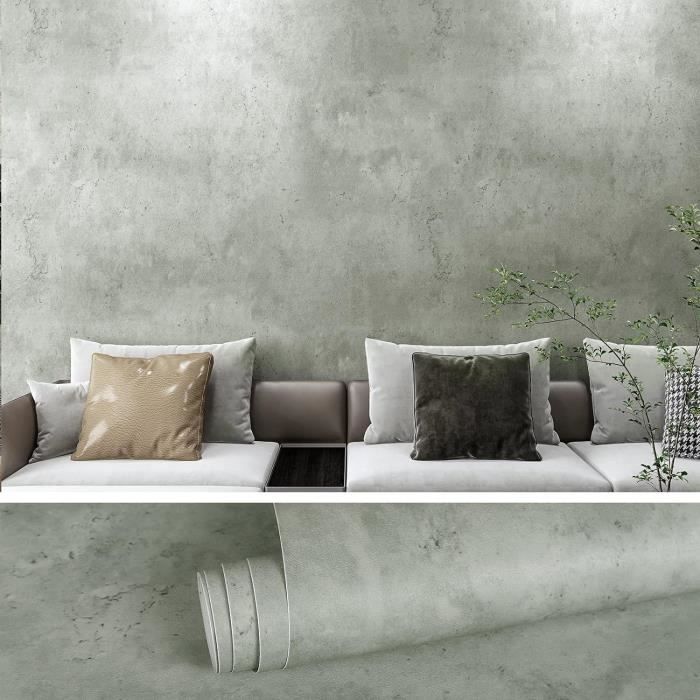 Papier Peint Autocollant Effet Béton Gris Vintage - 40x900 Cm, Imperméable, Lavable - Pour Meubles, Cuisine, Salle De Bain - 4