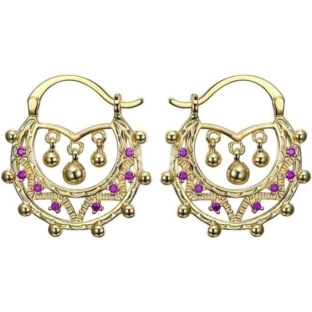 bobijoo jewelry - boucles d'oreilles savoyardes 25mm enfant adulte or rose saphir936