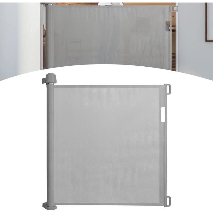 Barrière De Sécurité Rétractable Pour Bébé Et Chat - S'étend Jusqu'à 180 Cm, Hauteur 86 Cm, Installation Sur Escaliers, Portes, Couloirs (gris)