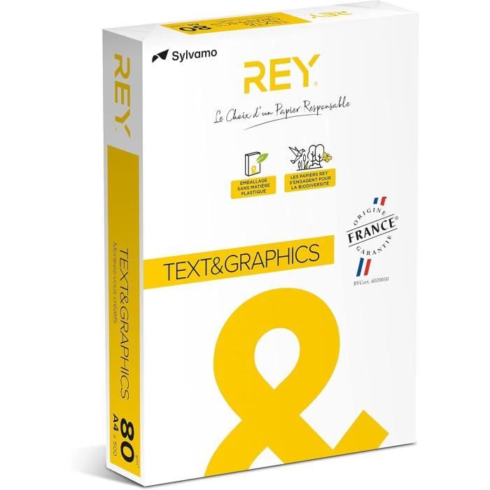 REY ADAGIO Papier Reprographique Canari 80g A4 - Ramette 500 Feuilles PEFC Fabriqué En France