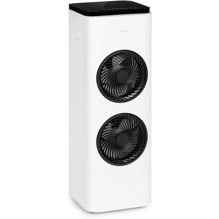 Klarstein Rafraichisseur d'Air Mobile, Ioniseur 5-en-1, Refroidisseur d'Air par Evaporation, Mode Nuit Silencieux, Humidificateur, Ventilateur Glacon, Purificateur, 75W, Débit d'Air de 222m³/h, Blanc Klarstein Rafraichisseur d'Air Mobile, Ioniseur 5-en-1, Refroidisseur d'Air par Evaporation, Mode Nuit Silencieux, Humidificateur, Ventilateur Glacon, Purificateur, 75W, Débit d'Air de 222m³/h, Blanc