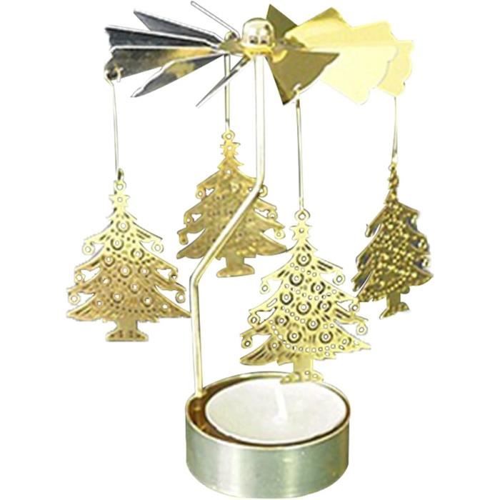 COMVIP Bougeoir Rotatif En Métal Chandelier Porte-Bougie Carrousel Décoration V: Doré - Vélo