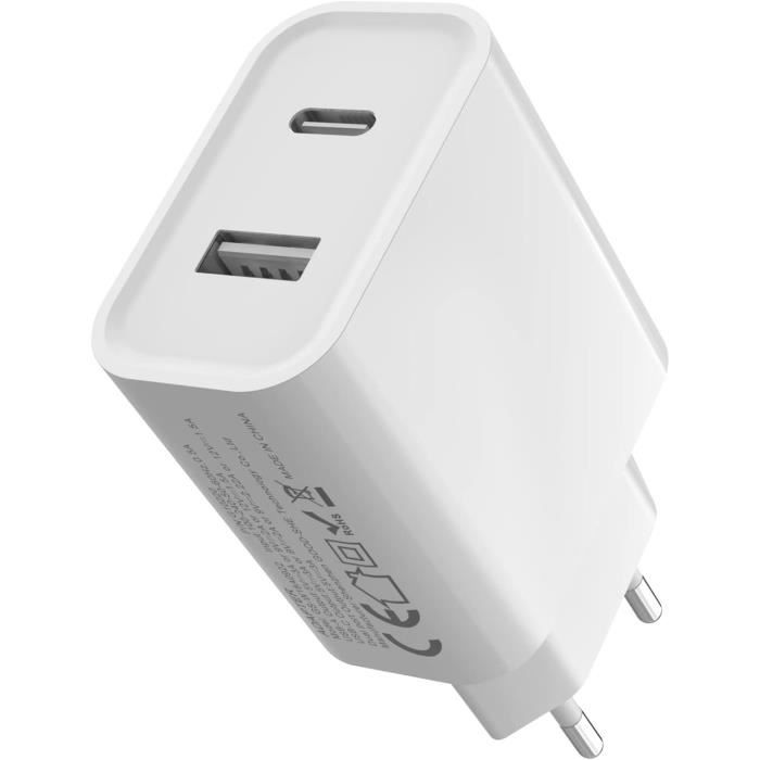 Chargeur iPhone charge rapide bloc chargeur mural Apple Type C avec câble  USB C vers Lightning pour iPhone 14/13/12/12 Pro Max/11/Xs Max/XR/X,  AirPods