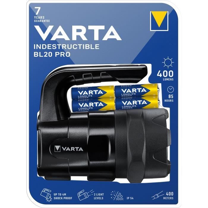 Baladeuse-VARTA-Indestructible BL20 Pro-400lm-Garantie 7ans-Resistante au chocs (4m) à l'eau & la po
