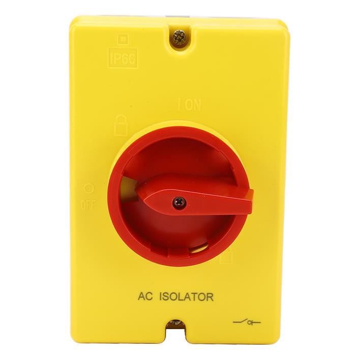 Interrupteur Déconnexion Solaire DC500V IP65 - Isolateur Photovoltaïque 1 Entrée 1 Sortie