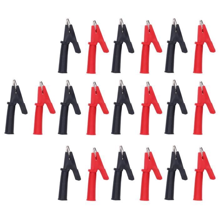 10 Pinces Crocodiles Double Extrémité – 35mm, Câble 2.5mm – Pour Multimètre, Électronique, Laboratoire – CAT III 1000V