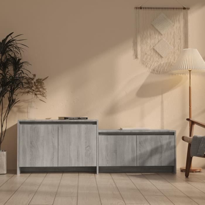 vidaXL Meuble TV Sonoma gris 146.5 × 35 × 50 cm Aggloméré