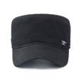 Casquette Militaire Printemps Automne Militaires Noirs D'Armée Militaire Flat Top Hat De Coton Homme-1
