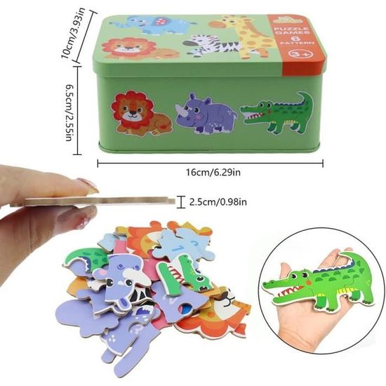Puzzle En Bois Habillage Animaux - Jouet éducatif Montessori - 20 Pièces + Cartes Référence - Pour Enfants - 5
