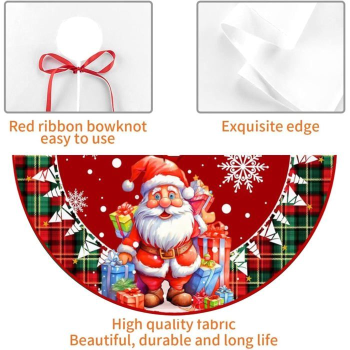 Grande Jupe De Sapin Noël Velours Rouge Pottery Barn – Manchette Ivoire – 60 Cm – État Neuf