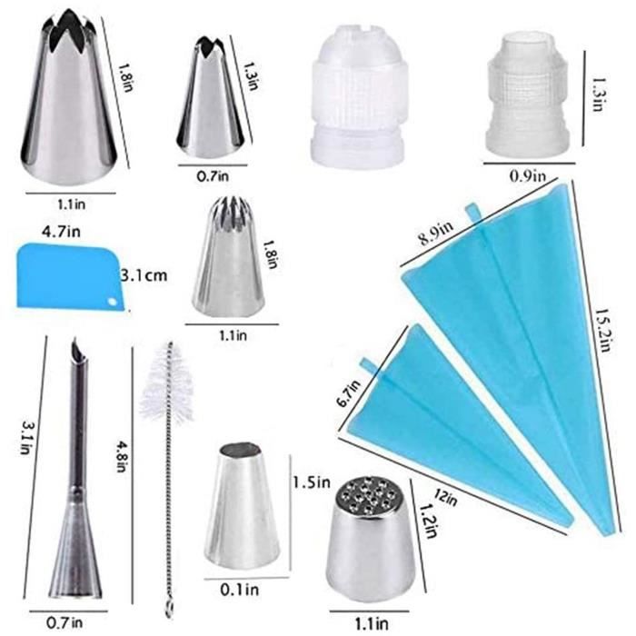 GOLRISEN Kit 14 Pièces Douilles Patisserie + Poche à Douille - Accessoires Décoration Gâteaux Et Cupcakes