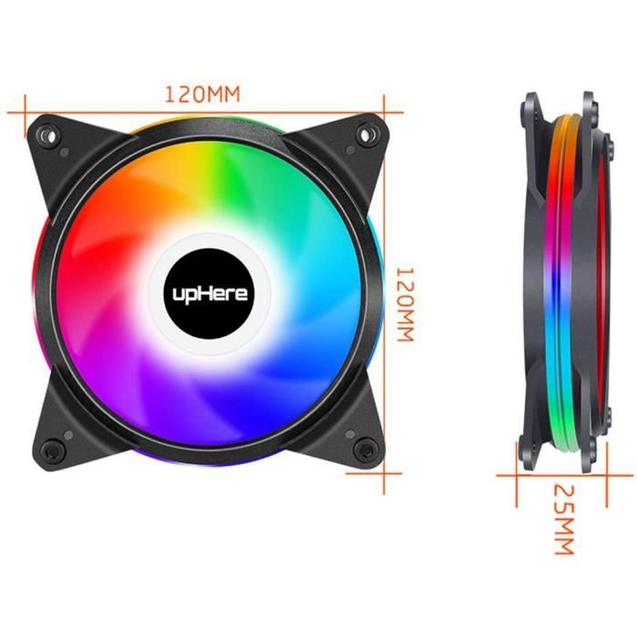 upHere 3-PIN 120mm Couleur/Rainbow LED Ventilateurs de Boitier PC