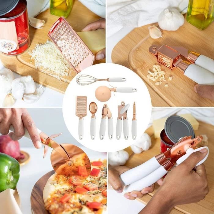 7 Pcs Presse-ail Coupe-Pizza Cuisine Gadget Ensemble ouvre-boîte