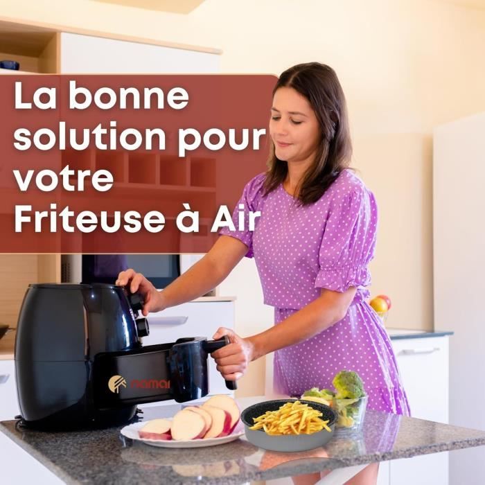 NAMAI - Plat Pour Air Fryer 20CM, Adapté au Lave-Vaisselle, Aluminium, Accessoires Air Fryer, Plat Air Fryer, Moule Air Fryer, Accessoire Air Fryer (20CM