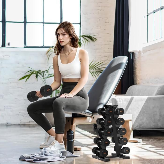 Support D'haltères Court Réglable En Acier – 100 Kg – Pour Haltères Et Barres