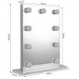Miroir Maquillage Hollywood CASSILANDO - 15 LED Lumière Adjustable 58x46cm - Fixation Murale Ou Table