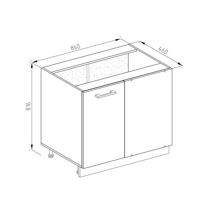 Meuble d'angle R-Line, 86cm J-Shape, PT Anthracite, Blanc/Anthracite ...