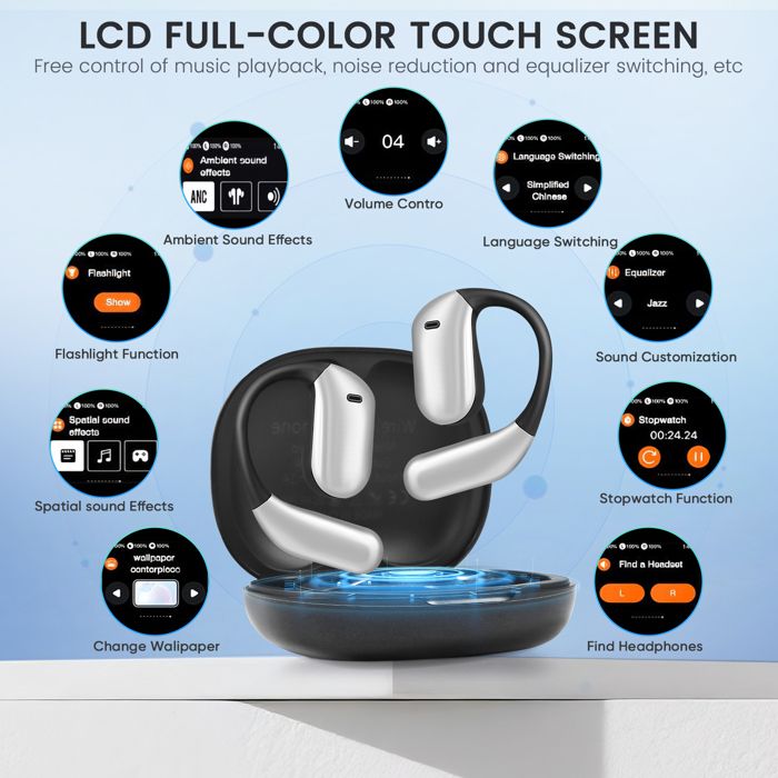 Casque Traducteur IA Bluetooth 5.4 Avec Écran Tactile - 144 Langues Traduction Temps Réel
