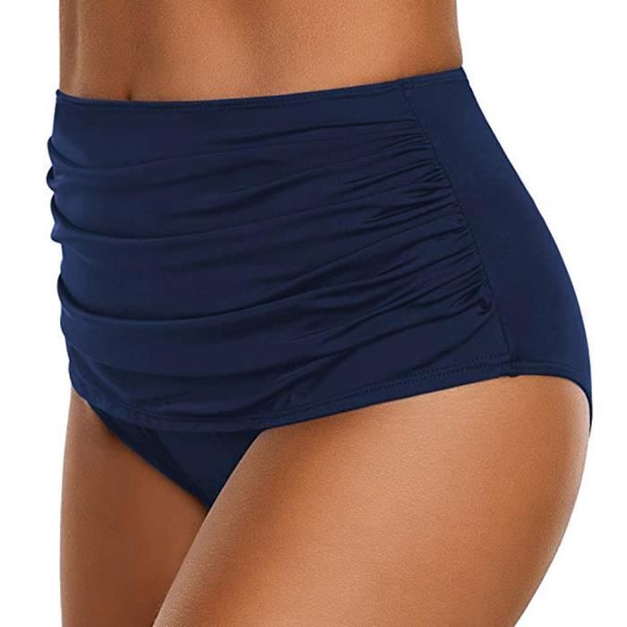 Bas de maillot bain taille haute pour femme ruche bikini tankini slip Marine Marine Cdiscount Pret a Porter