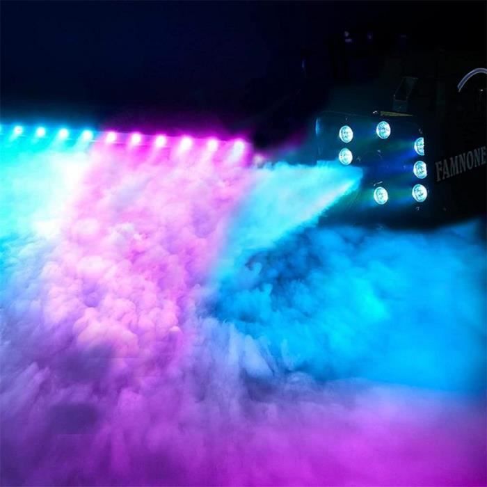 2000W Machine à Fumée Portable Machines à Fumée Discothèque avec 8 8 Lumières LED RGB et Télécommande Sans Fil Fog Machine pour DJ Fête Mariage Halloween Noël et Effets sur Scène