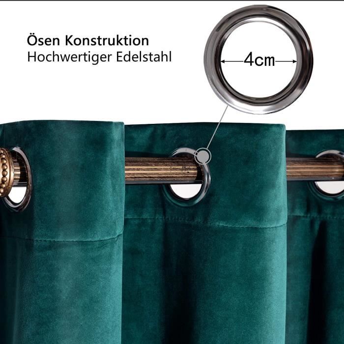 Rideaux Velours Vert 140x280cm | 2 Pièces | Isolation Thermique & Acoustique | Oeillets