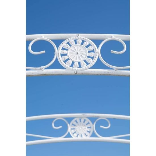 CLP Arche à rosiers en Fer Melissa avec Porte Couleurs:Antique Blanc Hauteur 150 cm ; Hauteur Totale 220 cm