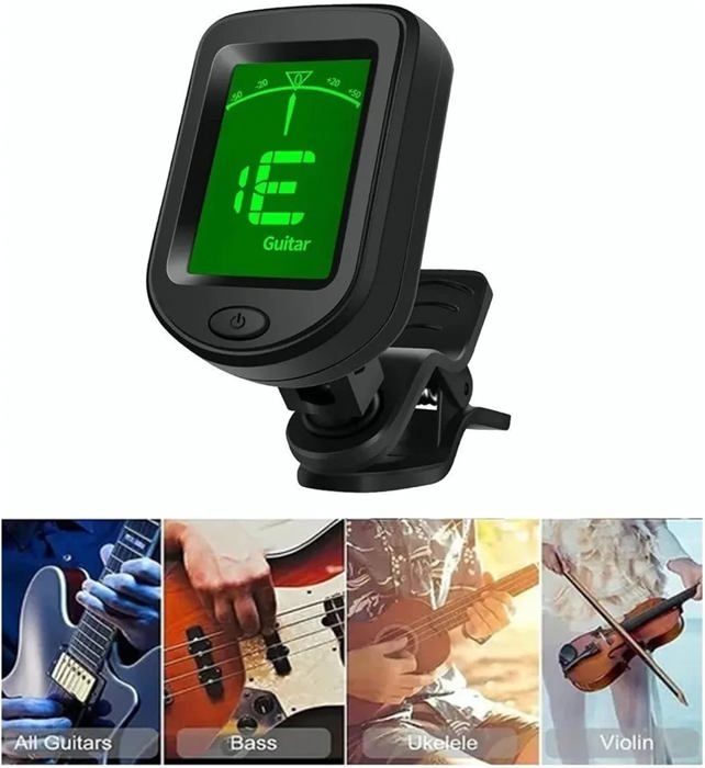 2 Accordeurs à Clip Pour Guitare Acoustique/électrique, Basse, Ukulélé - Écran Numérique Clair - Clip Rotatif 360° - Accordage Simple Et Précis - 7