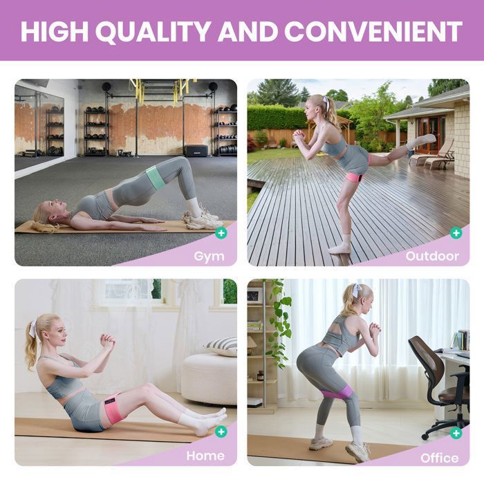 Set De 3 Bandes Élastiques Fitness - Niveaux 15/25/35 Kg - Tissu Antidérapant Avec Sac De Rangement - Yoga, Pilates, Musculation