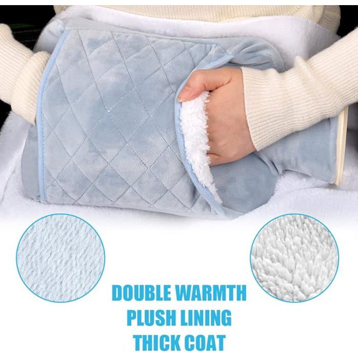 Bouillotte Eau Chaude 0,5 L Bleue – Housse Peluche Amovible – Chaleur 45-50°C Pendant 4h – PVC Sans BPA – Pour Douleurs, Confort