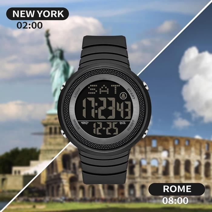 Montre Num rique De Sport Pour Femme Avec Double Fuseau Horaire Et