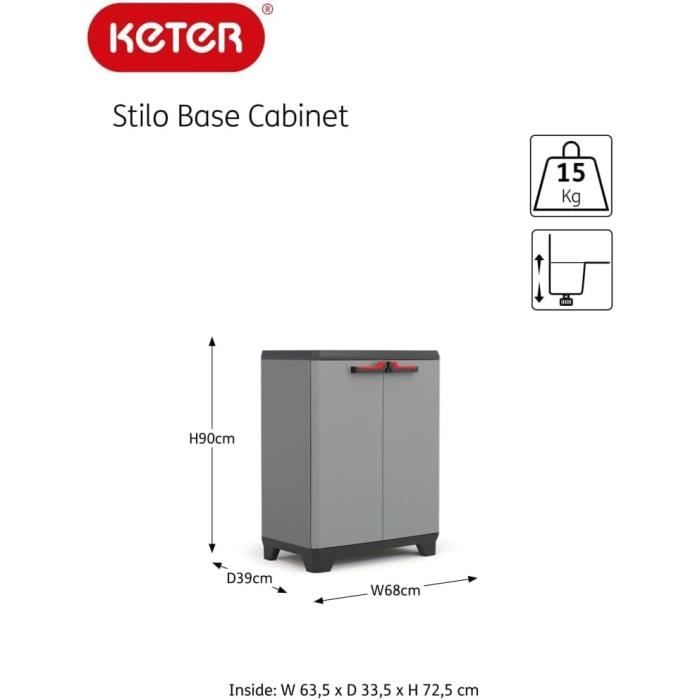Armoire Basse STILO Armoire de Rangement en Résine Multifonctions