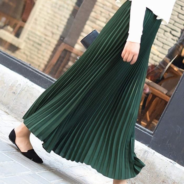 Jupe plissee longue taille elastique discount