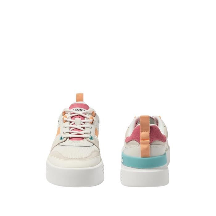 Baskets Lacoste femme Ref 60141 B53 Blanc Rose Multicolore Cdiscount Chaussures