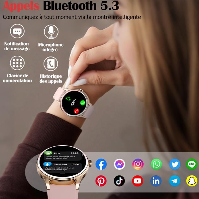 Ontre Connectée Fee Avec Appel Bluetooth,Etanche Sartwatch Avec Fonction Féinine/Fréquence