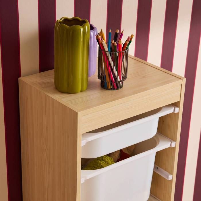 Meuble de rangement naturel enfant 4 bacs de rangement - Cdiscount ...