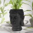 ML-Design Pot de Plantes/Fleurs Tête de Bouddha, 23x23x44 cm, Anthracite, Résine, Intérieur/Extérieur, Statue Massif, Grand Buste Sc-0