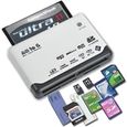 TRIXES Lecteur de cartes mémoires tout en un : USB 2.0 Mini SD, MMC Mobile, SDHC, M2, TF, XD, CF MC24812-0