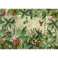 Papier Peint Intissé Jungle 3D  254x184 cm Oiseaux Perroquet Tropical Panoramique Photo Non Tissé Muraux Trompe l'oeil-0