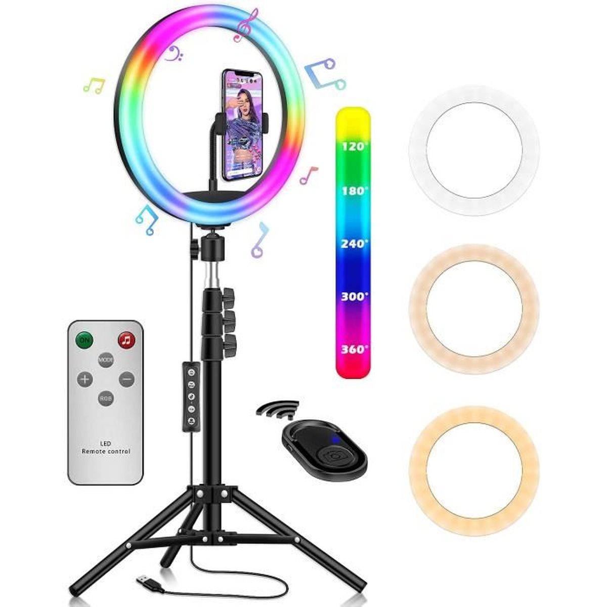 Lampe Pour Faire Des Tik Tok Ring light avec trepied portabl, lampe selfie sur pied,smartphone selfie  trepied anneau lumineu tik tok video kit youtub,10 ty - Cdiscount Appareil  Photo