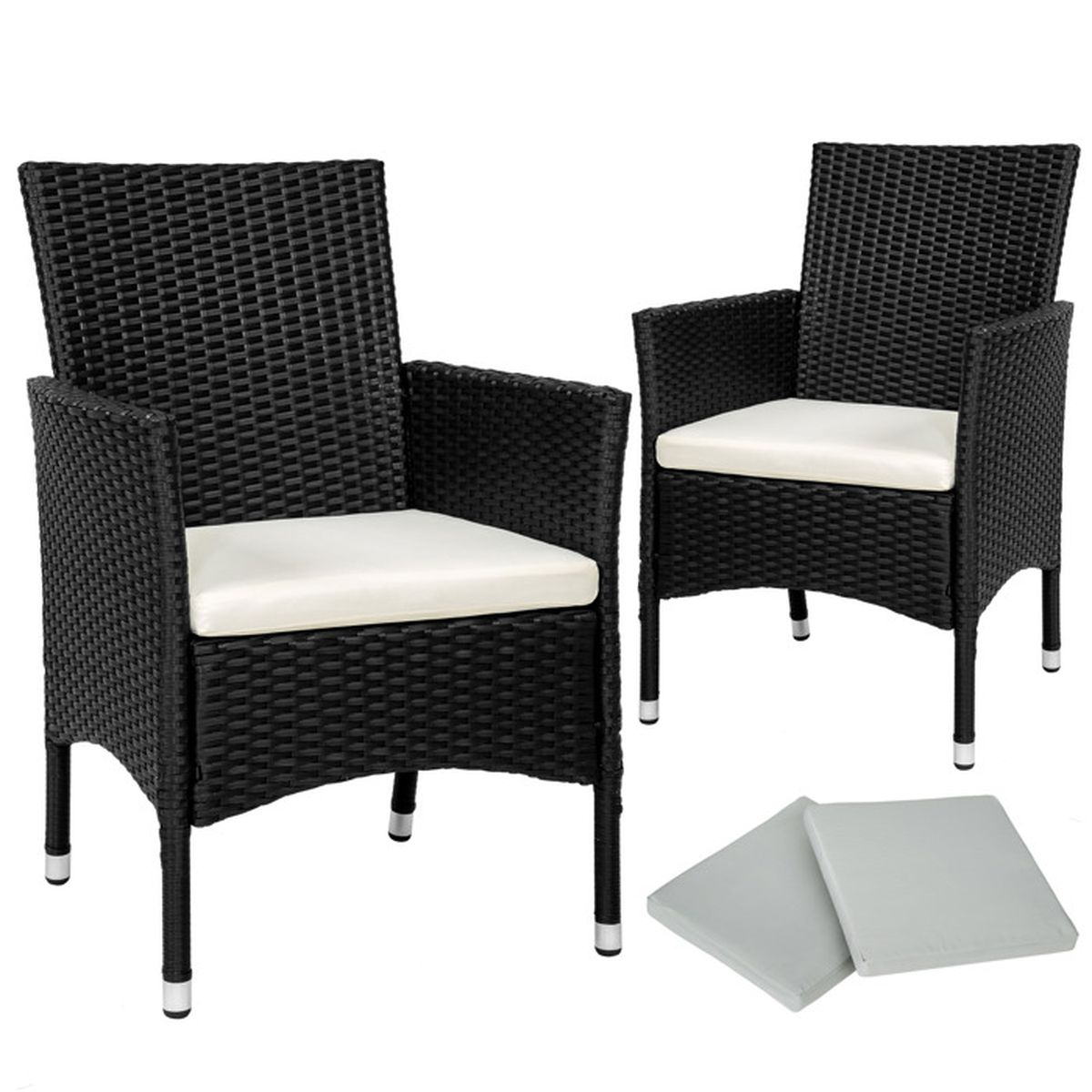 TECTAKE 2 Fauteuils de Jardin en Résine Tressée 59 cm x 57 ...