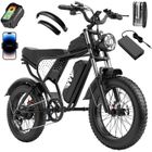 YVY Vélo Électrique-20"*4.0 pneus tout terrain-Moteur 1500W-Batterie Amovible 48V/20Ah-Autonomie 60-80km-Shimano 7 vitesses-Noir