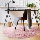 THE DECO FACTORY Tapis de Salon ou Chambre Shaggy - Neo Yoga- Tapis Rond Lavable à Base Fine en Microfibre Poils Longs Extra Doux Rose Ø 120 cm