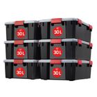 Iris Ohyama, Boite de Rangement Hermétique, 30L, Lot de 6, Noir, AT-LS
