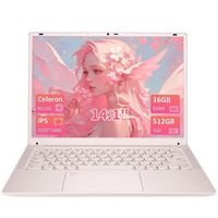 Auusda PC Portable 14'' Résolution 2560x1440 (jusqu'à 2,9 GHz)- Windows 11 - RAM 16Go Stockage 512Go SSD - Écran 2K, 4 cœurs - ROSE