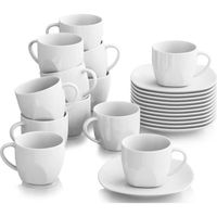 Malacasa Série ELISA 12 Sets Service à Café Thé 12 Tasses à Café avec 12 Sous-tasses Soucoupe Porcelaine Mugs 4"