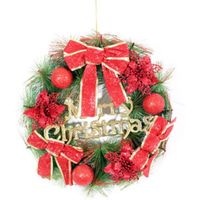 Joyeux Noël Couronne Artificielle Arc Rouge Fleur Vigne Cercle Mur Porte Suspendu Festival Pendentif pour Décoration De Noël