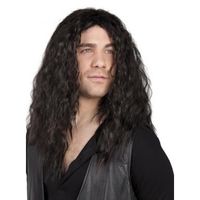 Perruque - MICK - Homme - Noir - Cheveux longs ondulés - Rockeur